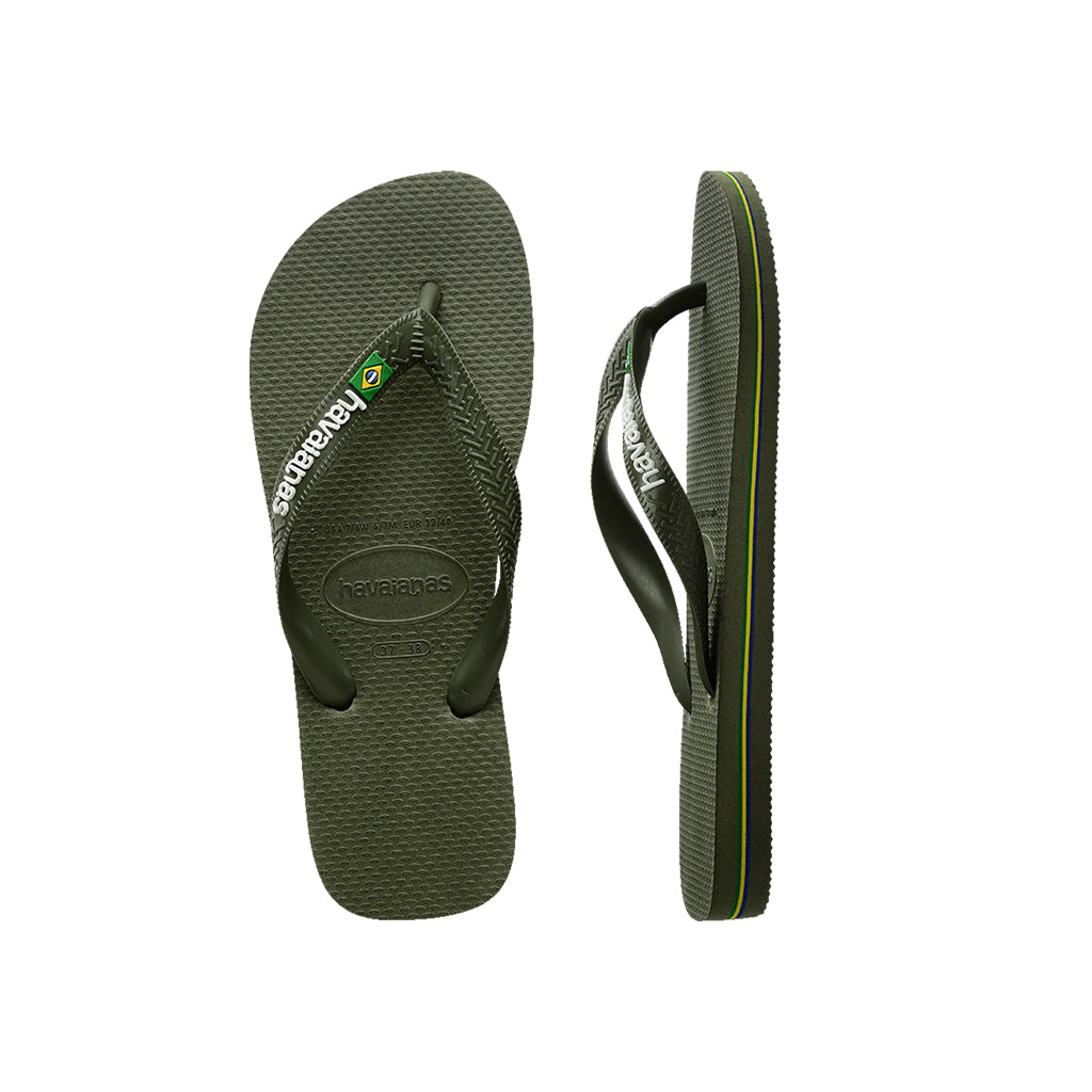 Havaianas Brazil Thongs Green Olive Pair