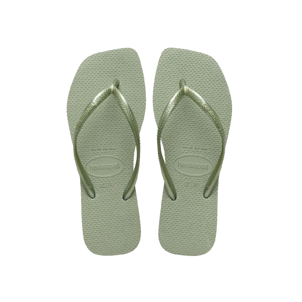 Havaianas Slim Square Toe Thongs Pair in Green colour