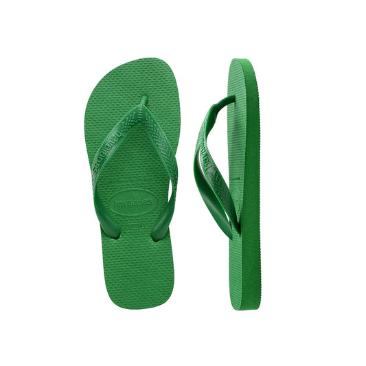 Top view of a pair of green Havaianas Top Thongs showing the classic rubber straps and textured footbed.