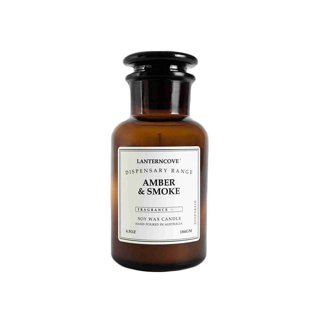 Lanterncove Dispensary Candle 6.5oz Amber & Smoke bottle