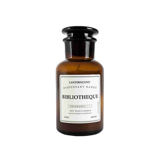 Lanterncove Dispensary Candle 6.5oz Bibliotheque bottle