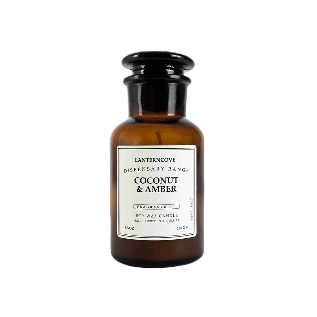 Lanterncove Dispensary Candle 6.5oz  Coconut & Amber bottle