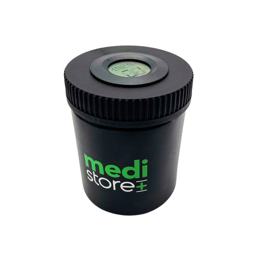 Medistore Glass Temp Control Storage Jar 250mL in Black colour
