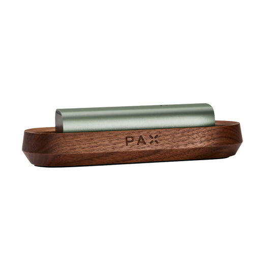 Side Profile of Pax Vaporizer on Walnut Dock
