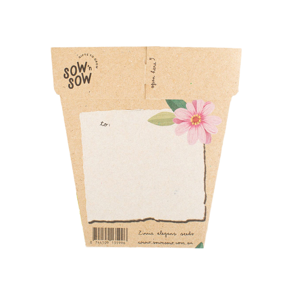 Sow n Sow Gift of Seeds Happy Birthday Zinnia Back View