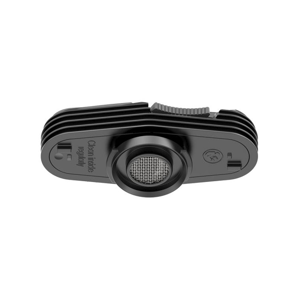 Bottom view of the Storz & Bickel Mighty Cooling Unit showing the mesh screen and air path components.